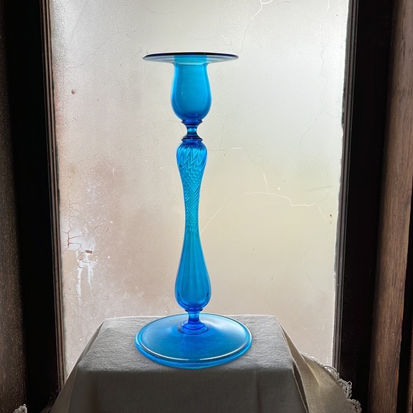 Sinclaire Colonia Blue Glass Candle Stick Holder - Picture 2 of 6